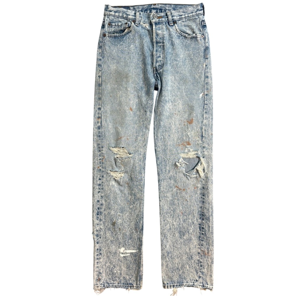 Vintage Levi's 501 W30 L32 USA Acid Wash Distressed Button Fly 80s/90s